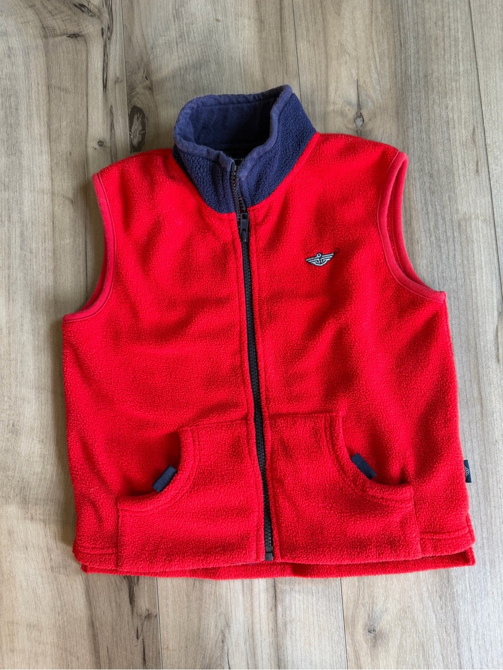 Vintage Dockers Red Fleece Vest with Navy Trim - Kids